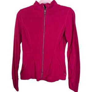 Lord & Taylor fuchsia pink fleece zip up sweater with pockets small